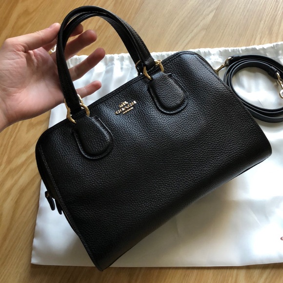 COACH Mini Nolita Black Pebbled Leather Satchel - Picture 2 of 16